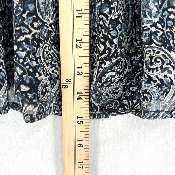 ULLA JOHNSON Remy Silk Print Mini Skirt Women 2 Navy Blue White Patchwork Flirty - Picture 15 of 16